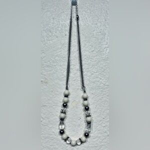Vintage White & Clear Beaded Necklace